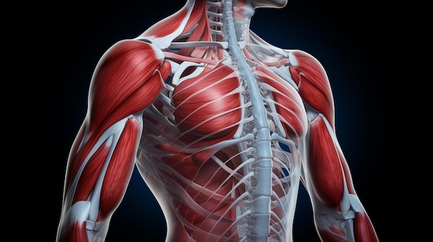 a human body with the muscles labeled.