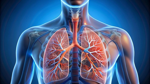 Photo a human body with the word lungs on it