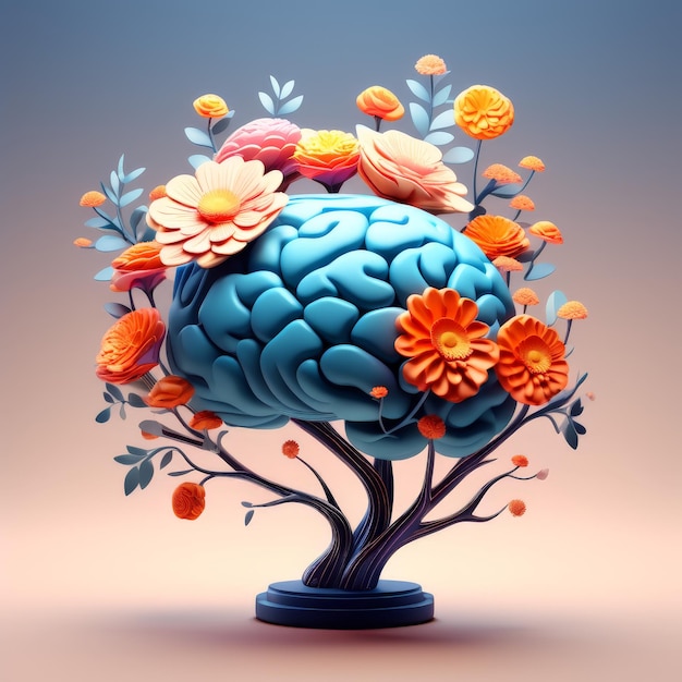 human brain artificial intelligence computer illustration 3d rendering human brain artific