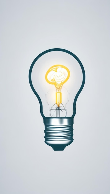 Human Brain Icon Inside a Light Bulb