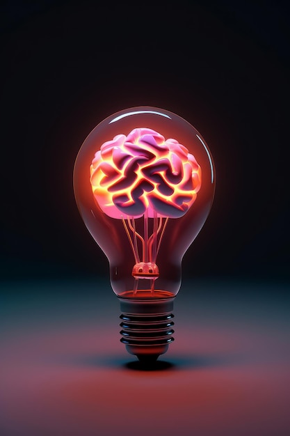 Human brain in lightbulb business idea concept Ai generated