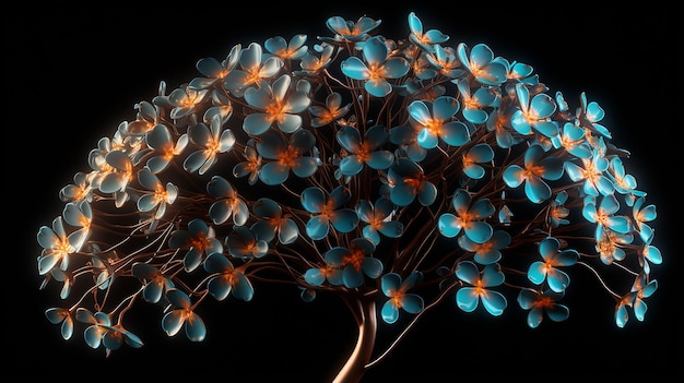 Human brain made of flowers created using Generative 3D illustration