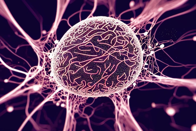 Human brain neuron cell closeup artificial neural network technology science and medicine abstract b