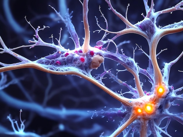 The human brain shows neurons firing and neural extensions_01