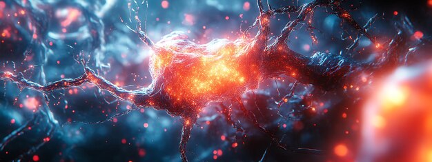 Human brain stimulation or activity with neuron closeup 3D rendering illustration Neurology