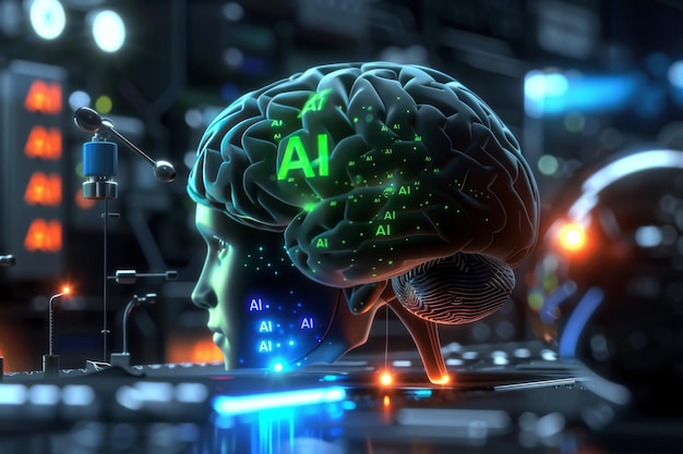 Human Brain with AI Integration and Glowing Neural Network Symbolizing Cognitive Technology