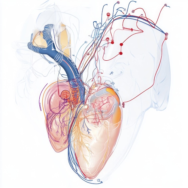 Photo human cardiac conduction system diagram understanding heartbeat control