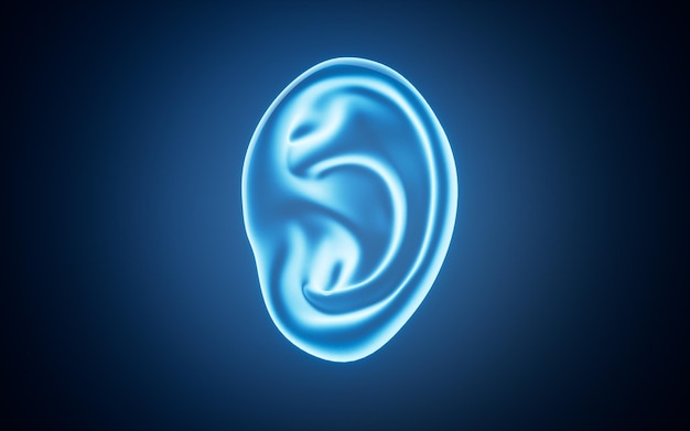 Photo human ear model auditory system 3d rendering