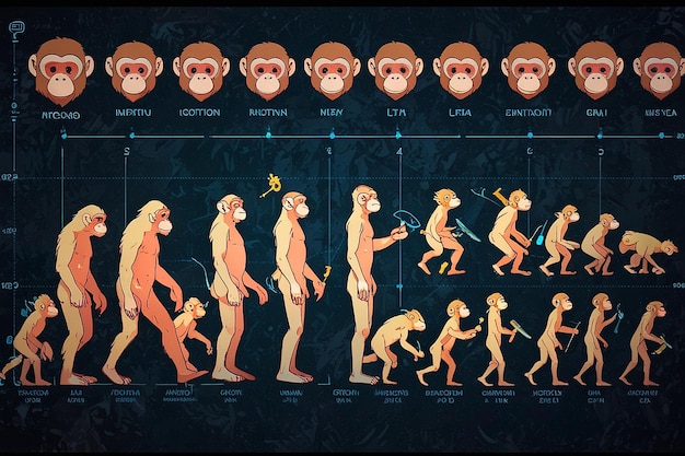 Photo human evolution natural selection from monkeys to modern humans anthropology and genetic