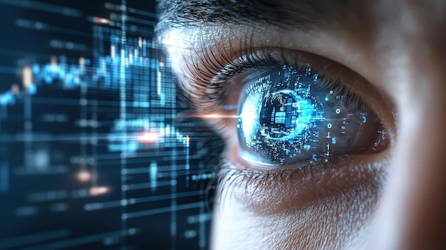 Human Eye with Digital Overlay Futuristic Technology Concept