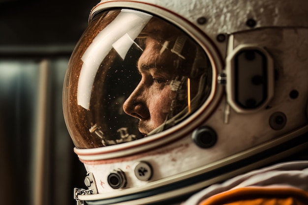 Human face Cosmonaut in space suit Beautiful illustration picture Generative AI