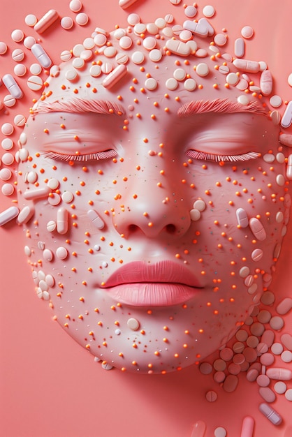 Human face made out of pills