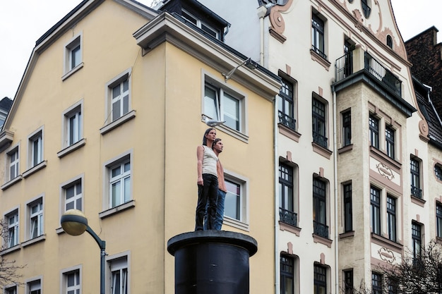 Human figures installations Sulenheiligen statues in Dusseldorf