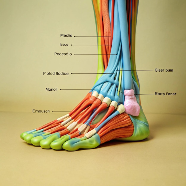 Human Foot Muscle Diagram Medical and Educational Illustration Printable Graphics Design