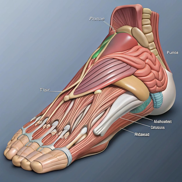 Photo human foot muscle diagram medical and educational illustration printable graphics design