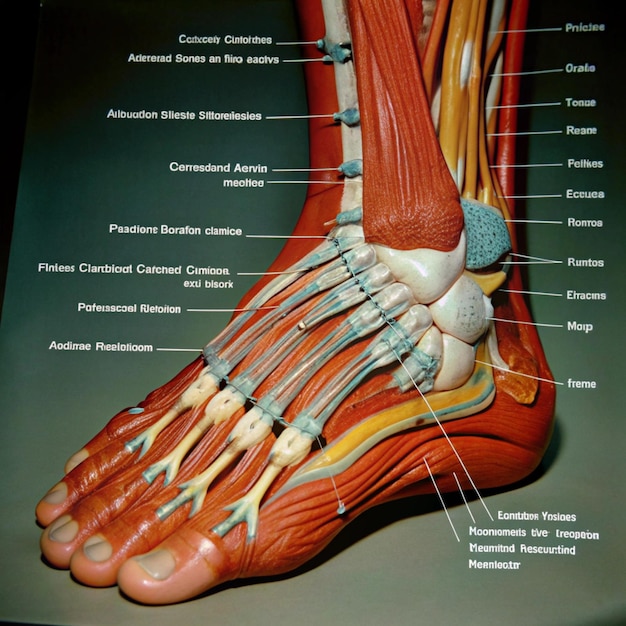 Human Foot Muscle Diagram Medical and Educational Illustration Printable Graphics Design