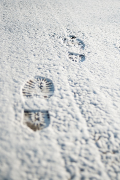 Human footprints in the snow