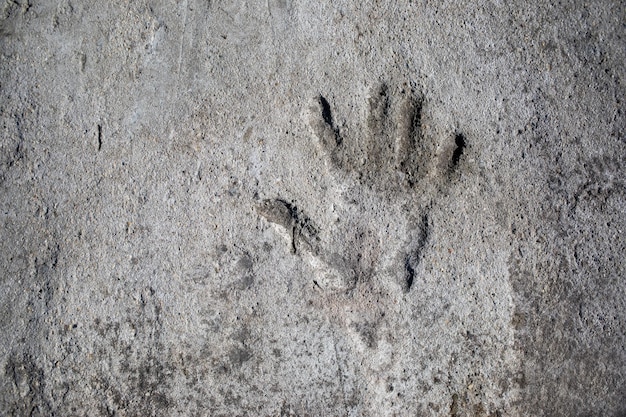 Human hand bas relief on concrete surface Copy space Horizontal orientation