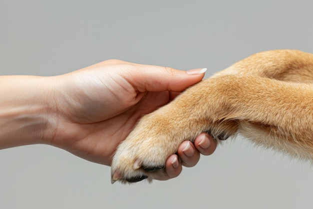 Human Hand Holding Dog Paw