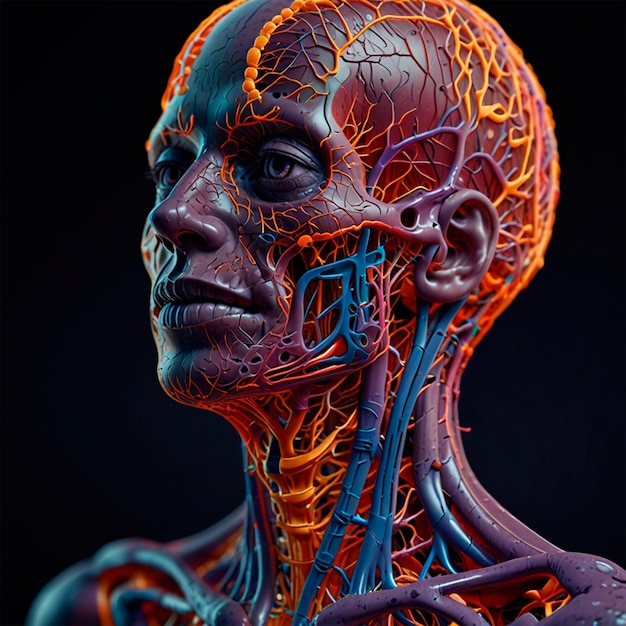 Photo human head and brain anatomy 3d