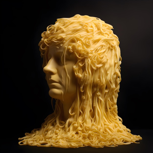 A human head made of italian pasta