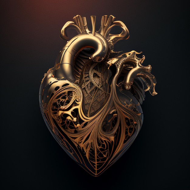 Human heart 3d render with details