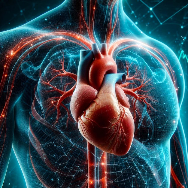 Photo human heart 3d render