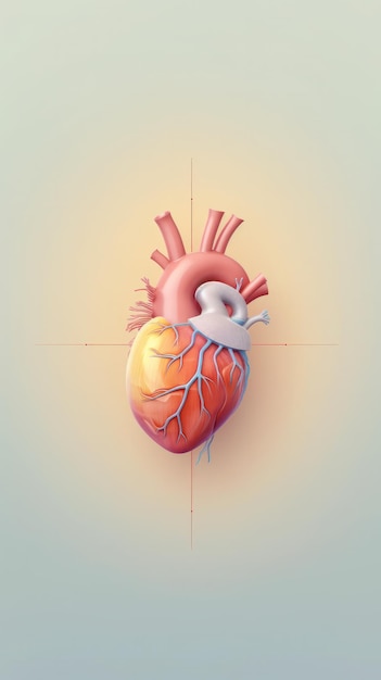 Human heart anatomy model on light background vertical generative ai