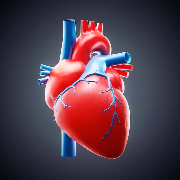 Human heart on a gray background 3d rendering 3d illustration