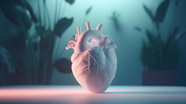 Human heart model colorful illustration Generative AI