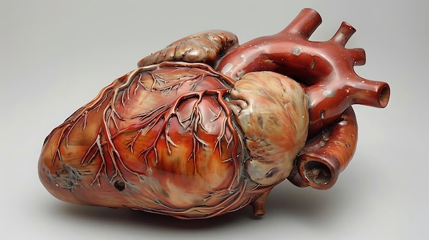 Human heart model on white background