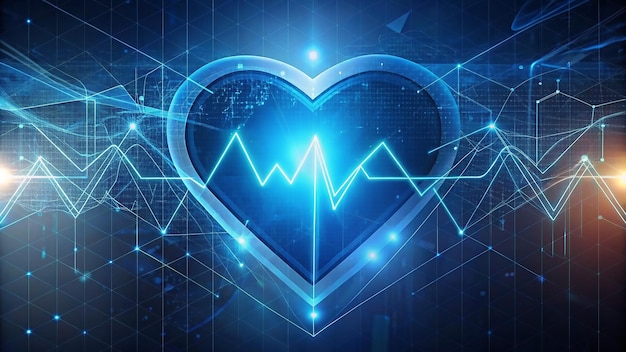 Human heart Polygonal technology heart background Low poly blue health concept