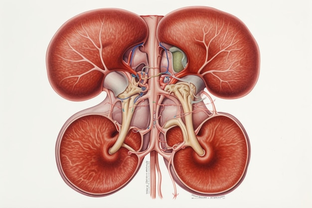 Human Kidney Illustration Created with Generative AI