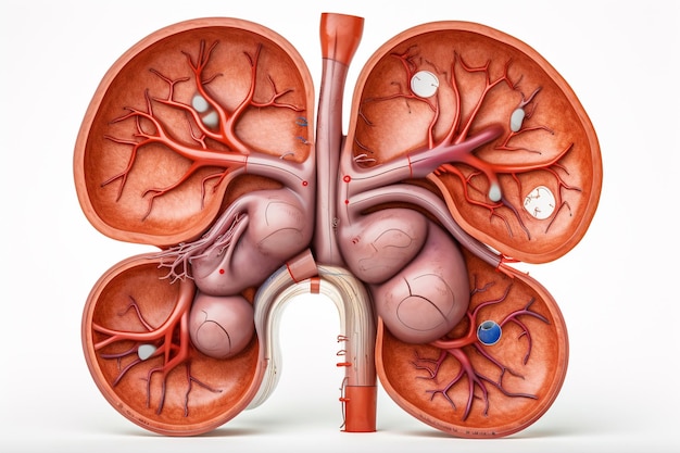 Human Kidney Illustration Created with Generative AI