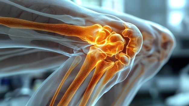 Photo human knee joint anatomy illustration