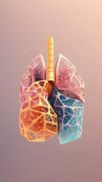 Human lung anatomy pastel colored abstract model lung health concept vertical pink background