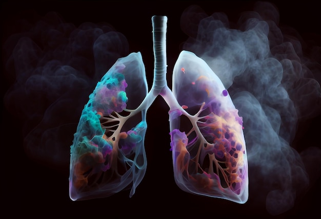 Human Lung with smoke Lung disease frome smoking Generate Ai