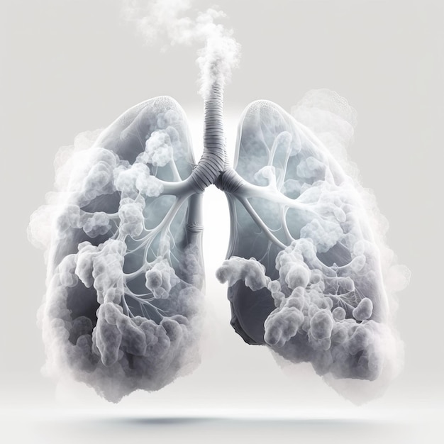 Human lung with smoke no tobacco day concept Generative ai