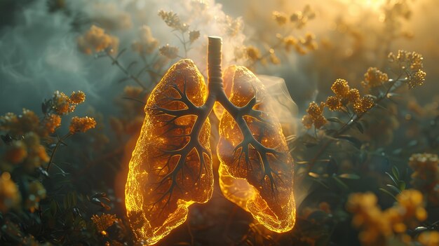 Human lungs in the field 3d illustration Conceptual image