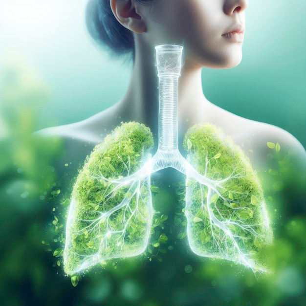 human lungs in greenery clean air concept ai generative