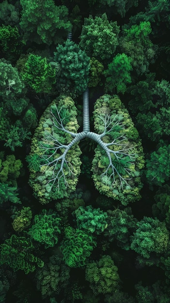 Human Lungs Trees Shaping Pulmonary Form World Asthma Day No Tobacco Day Clean Air AI Generated