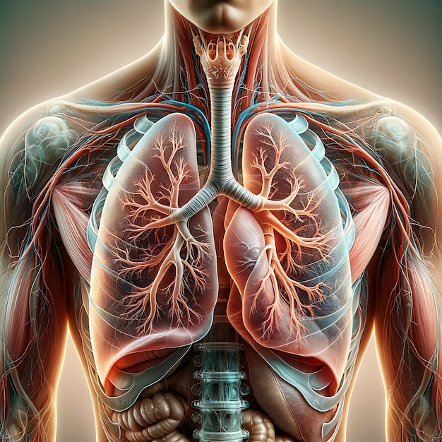 human lungs within the thoracic cavity