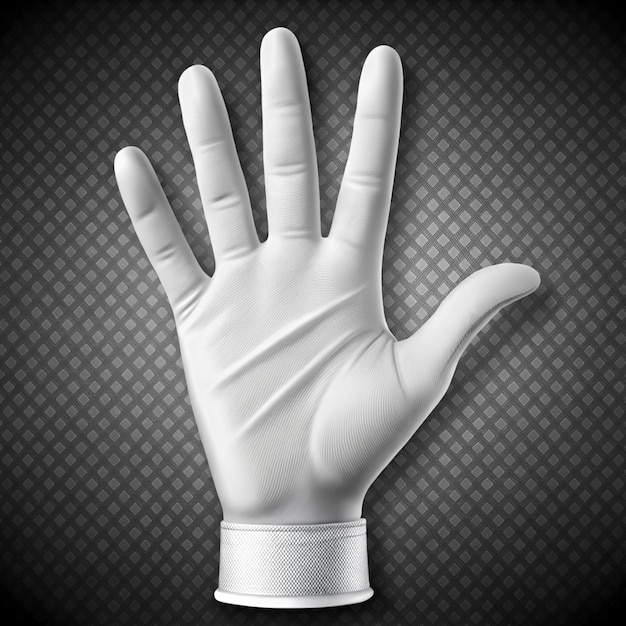 Human palm dressed in white glove gesticulation