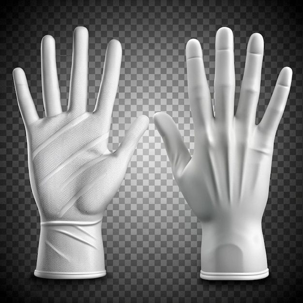 Human palm dressed in white glove gesticulation