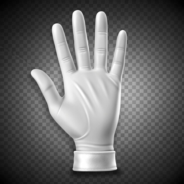 Human palm dressed in white glove gesticulation