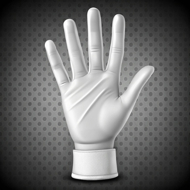 Human palm dressed in white glove gesticulation