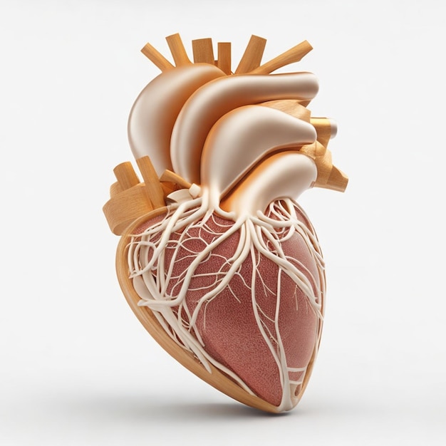 A human realistic heart anatomy shape outline drawing image ai generative