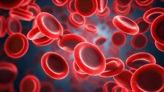 Human red blood cells flowing generative ai