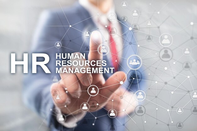 Human resource management HR Team Building and recruitment concept on blurred background