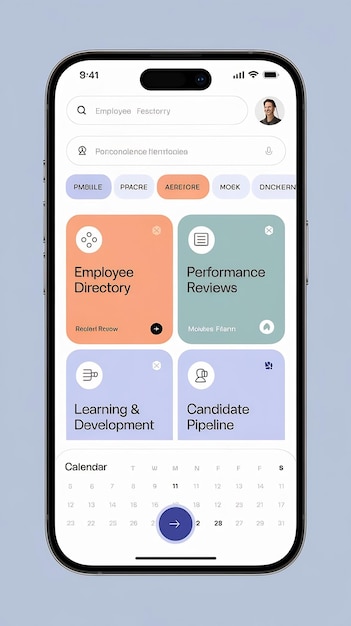 Human resources HR management app concept on mobile phone screen